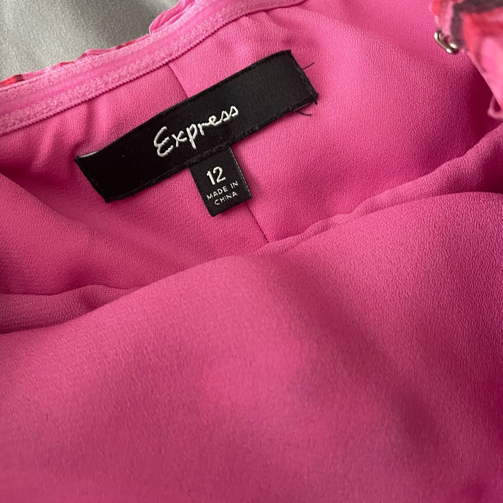 Express strapless dress in pink print size 12. - Picture 2 of 2